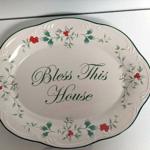 Pfaltzgraff Winterberry "Bless This House" Oval Serving Plate